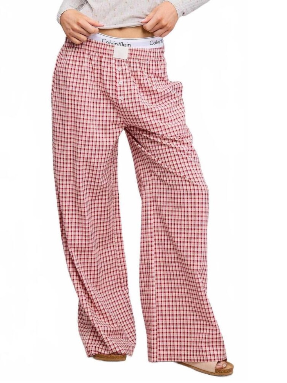 Mimosa Ginham Checkered Wide Leg Lounge Pants Sz Sm. Like new. - Picture 2 of 10